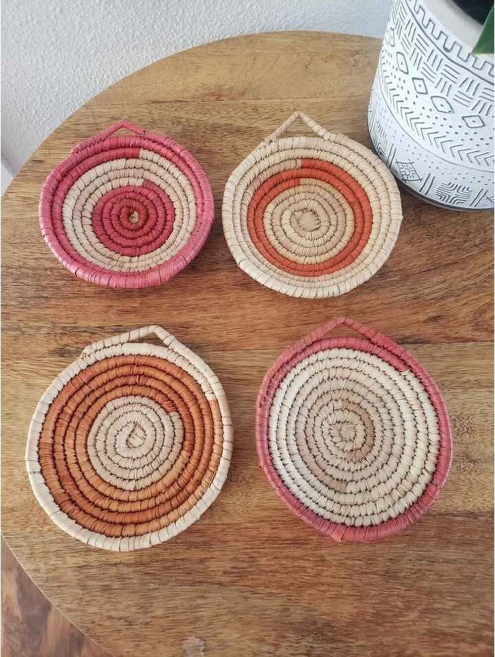Set of 4 mini African Woven Baskets